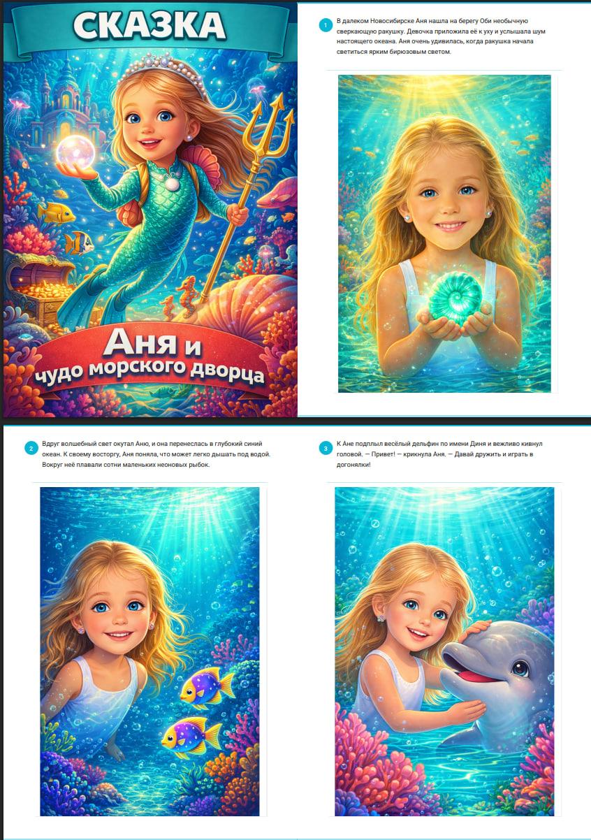 Пример книги-сказки «Аня и чудо морского дворца»
