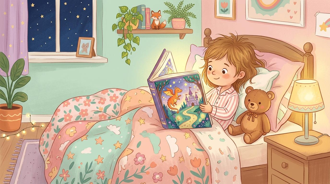 Цветная иллюстрированная книга-сказка с ребёнком в роли главного героя на разных страницах