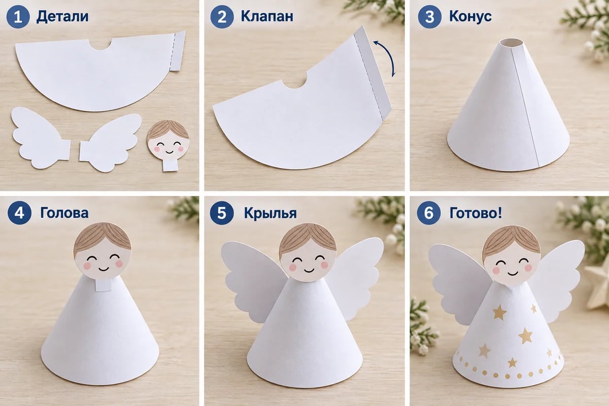 Последовательность: детали, клапан, конус, голова, крылья, готово