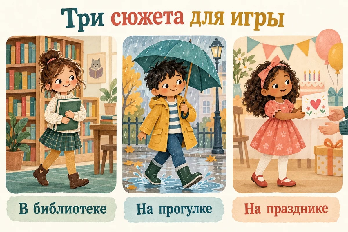 Три игровых сюжета с бумажными персонажами