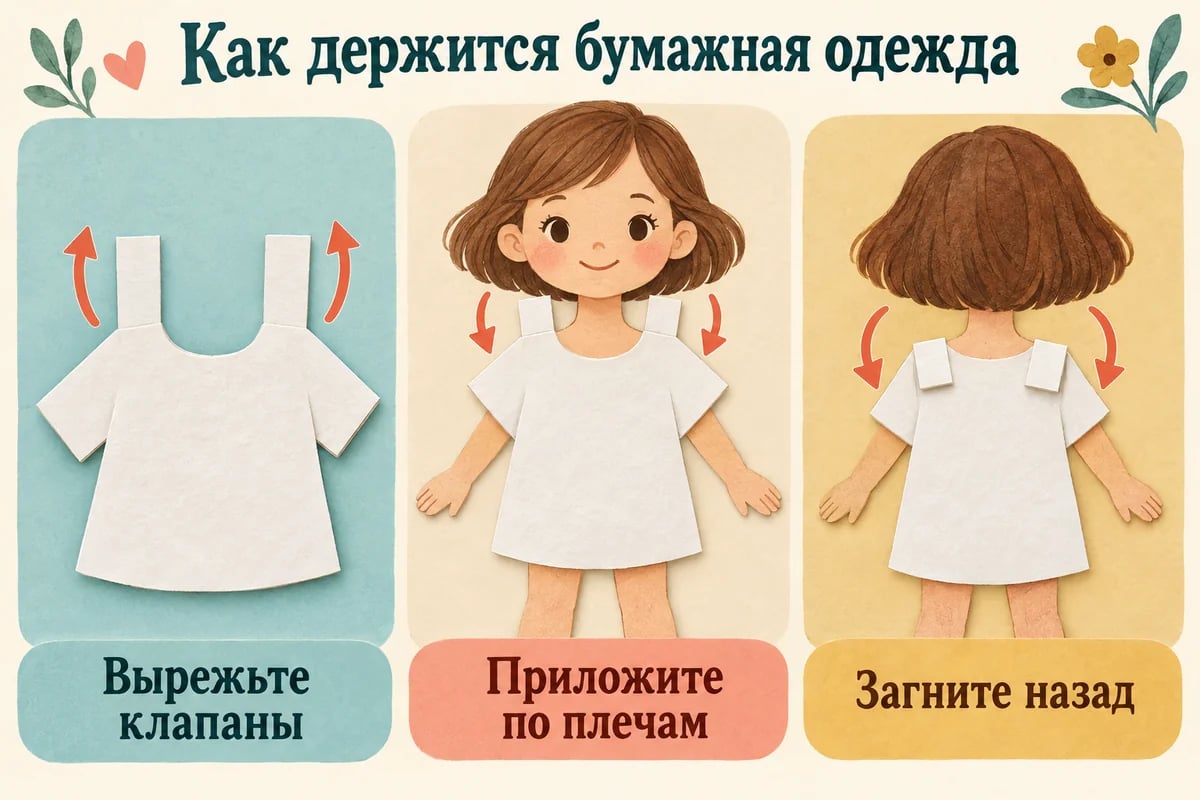 Плечевые клапаны бумажной одежды загибаются назад