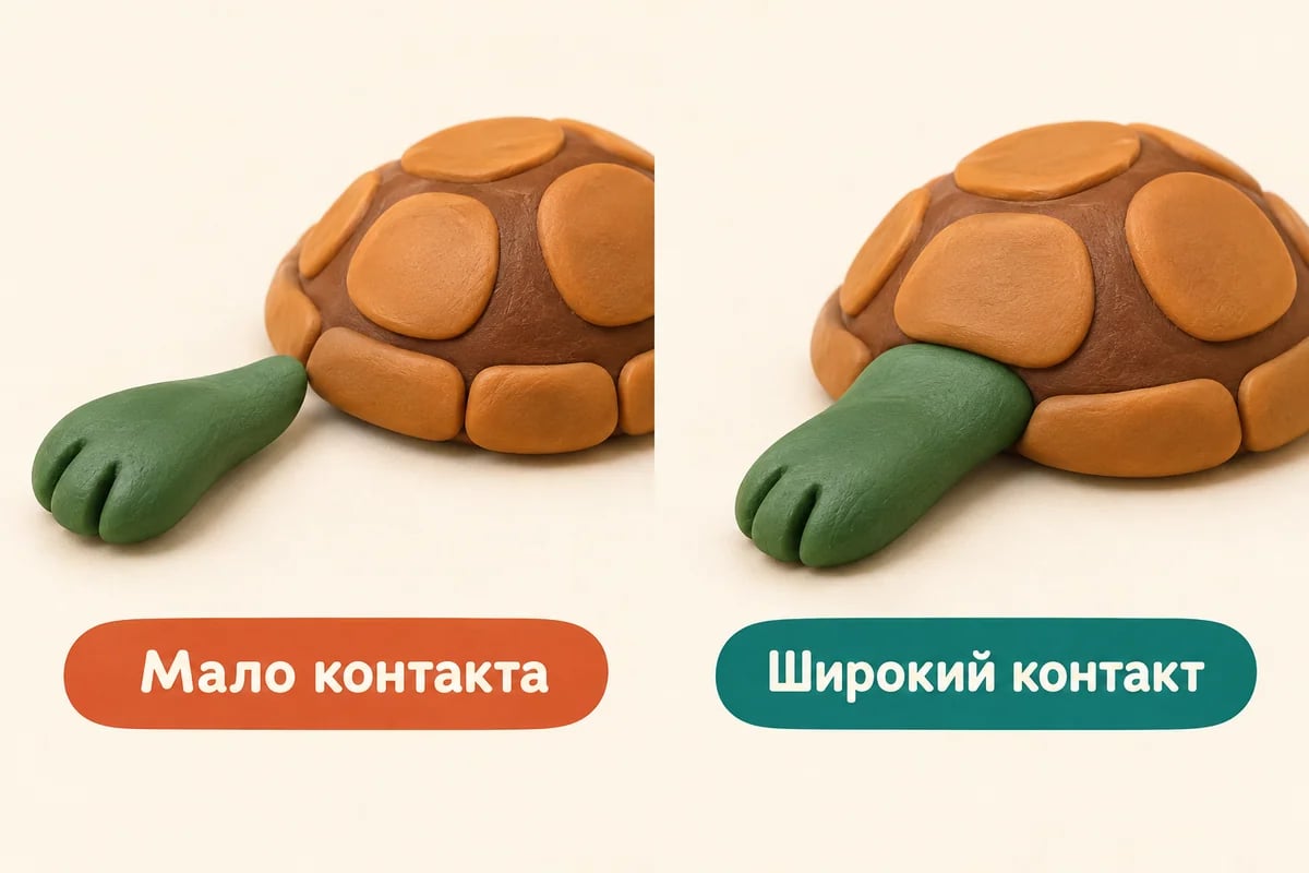 Короткое крепление лапы и более широкое соединение под куполом