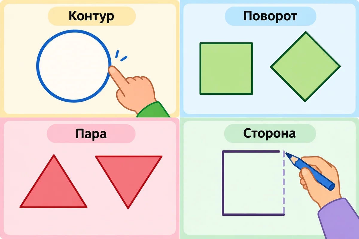 Обводка, поворот, сопоставление и завершение фигуры