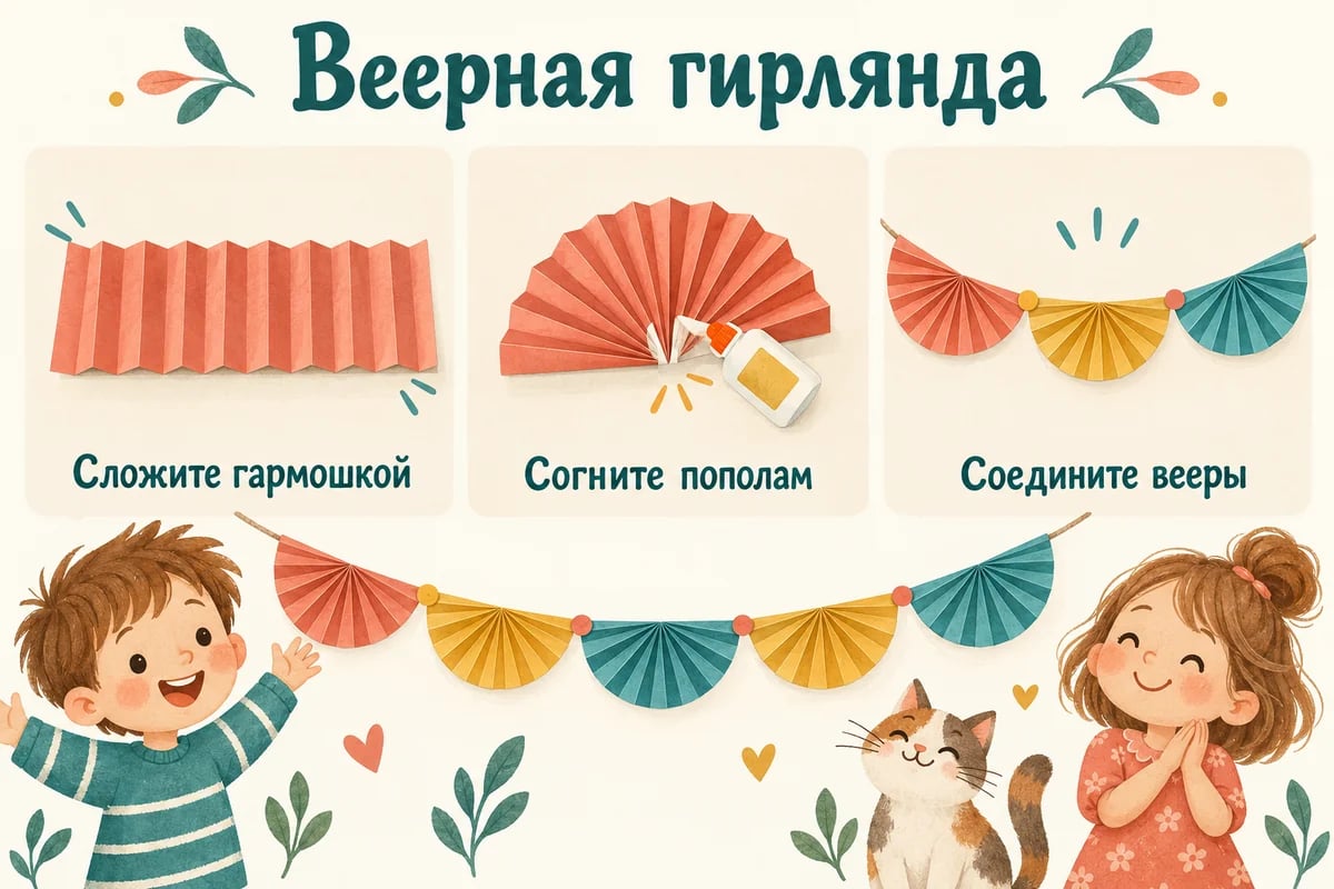 Гармошка складывается пополам и раскрывается полукругом