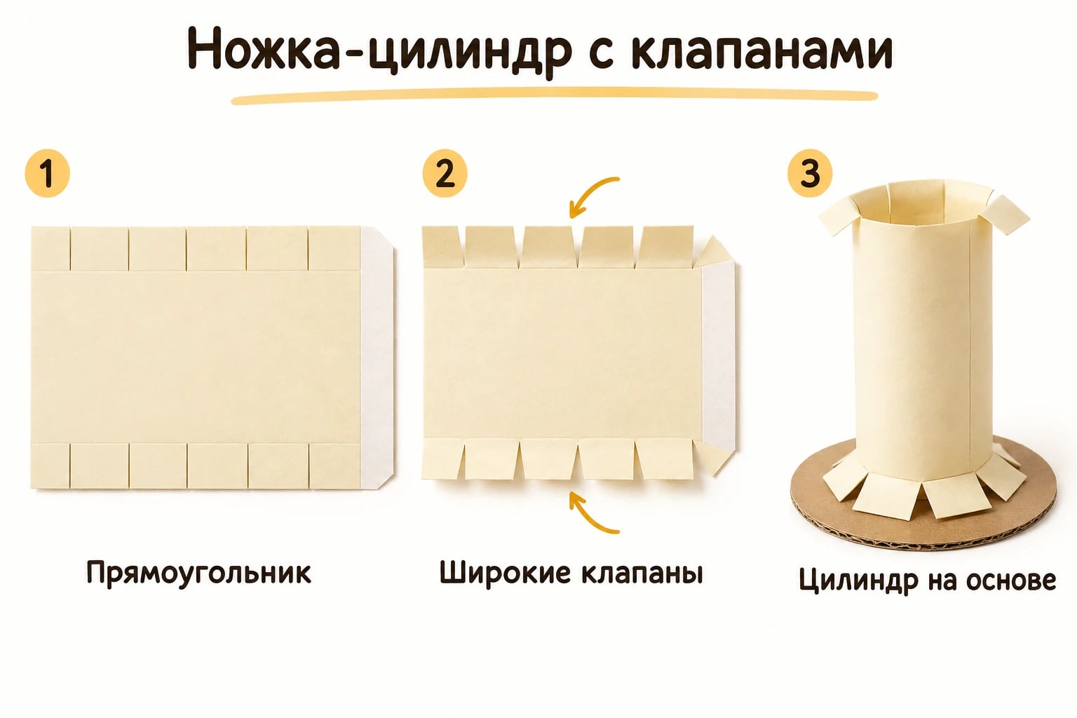 Ножка-цилиндр с клапанами. Прямоугольник; Широкие клапаны; Цилиндр на основе.