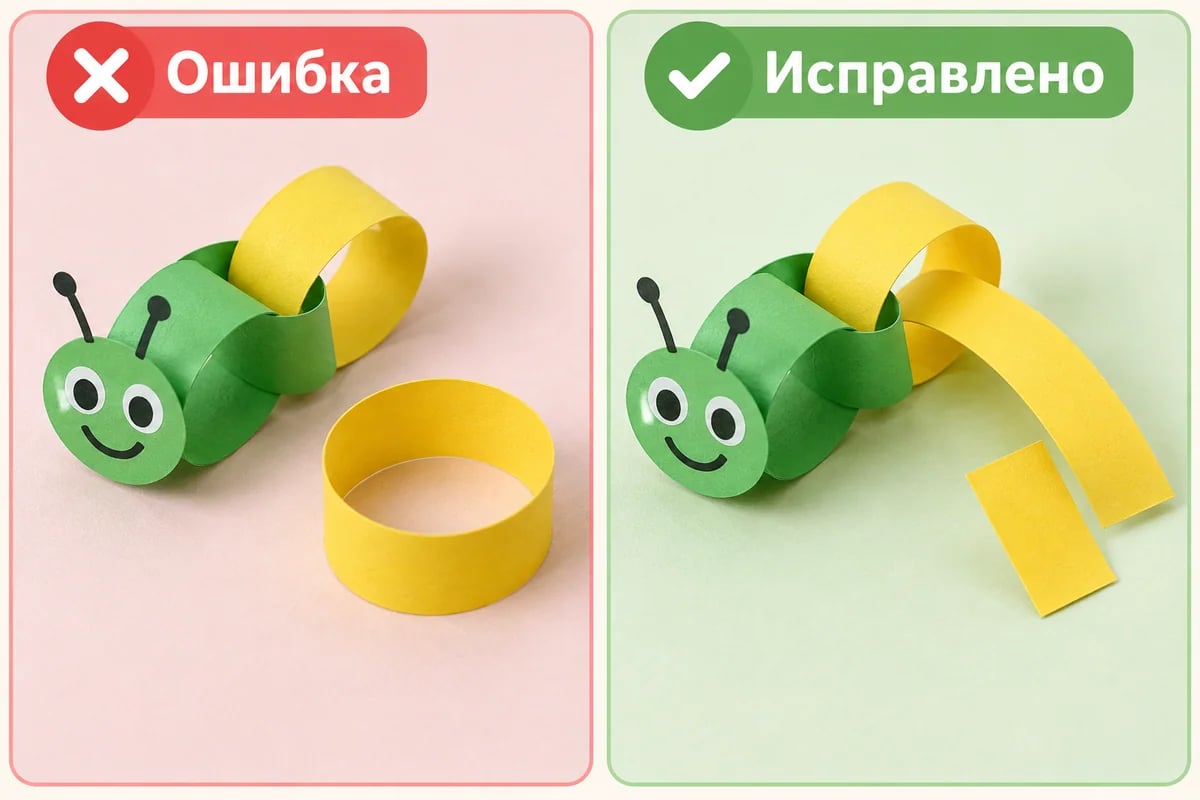 Кольцевая цепочка рядом с отдельно закрытым кольцом и с полосой, продетой перед склейкой
