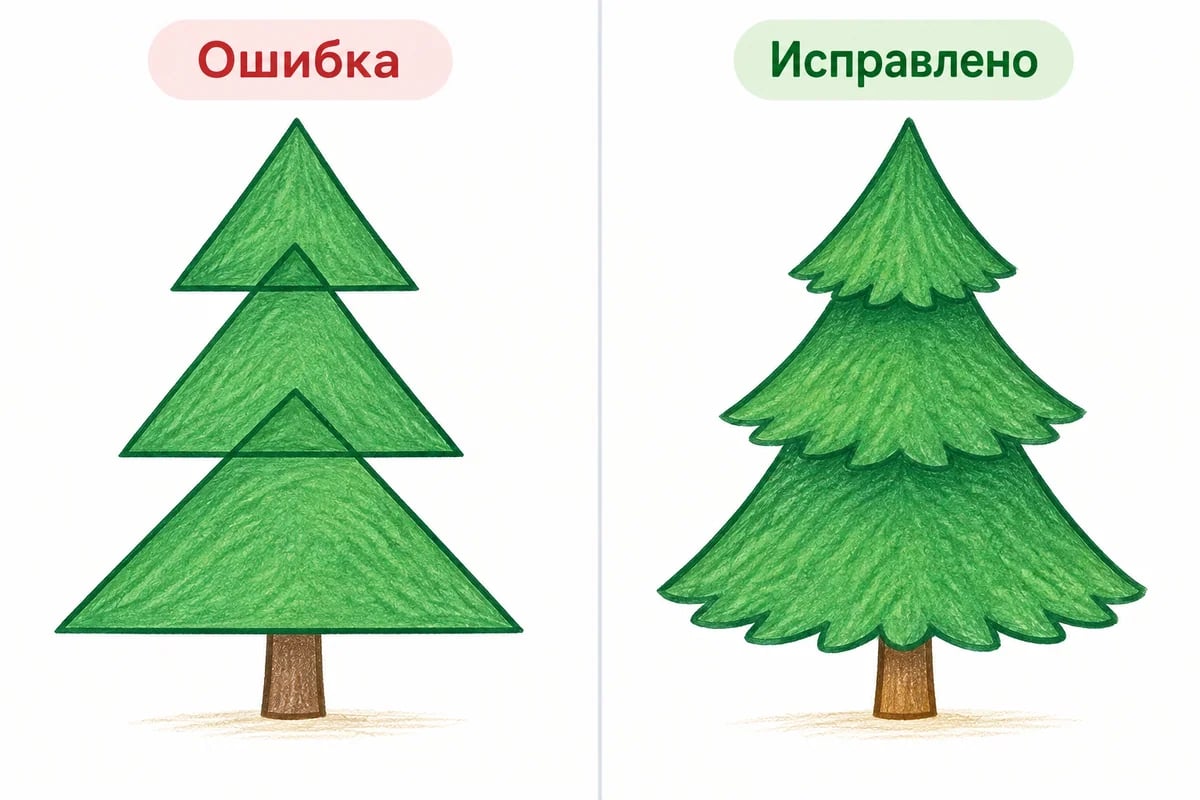 Слева три целых треугольника пересекаются насквозь; справа те же ярусы перекрывают друг друга, внутренние вершины скрыты.