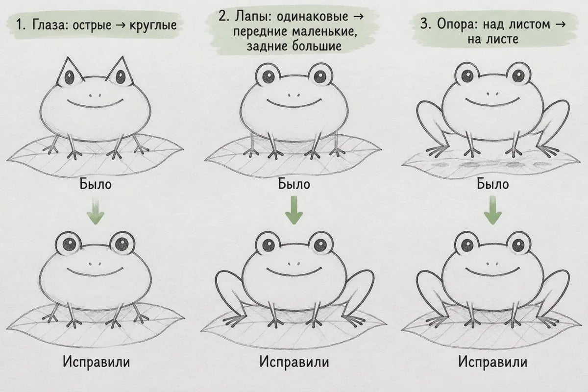 Исправление глаз, размера лап и опоры