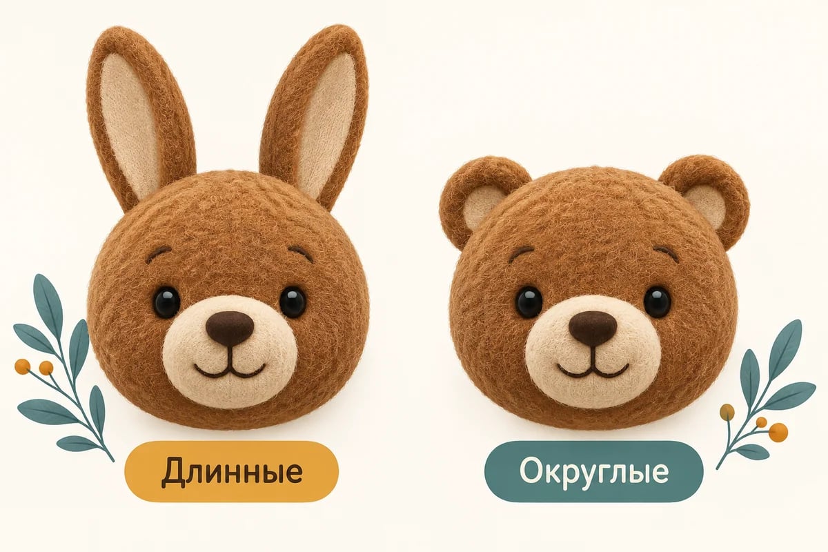 Длинные уши и исправленные округлые уши медведя