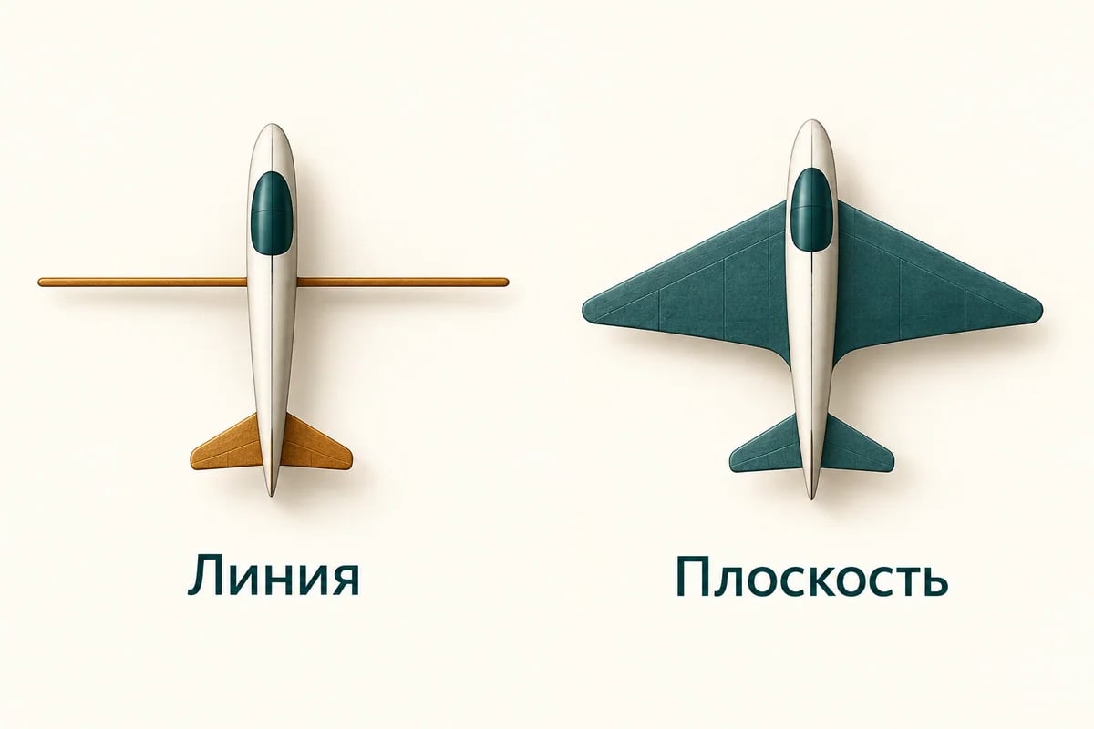 Узкая линия вместо крыла и исправленная широкая плоскость