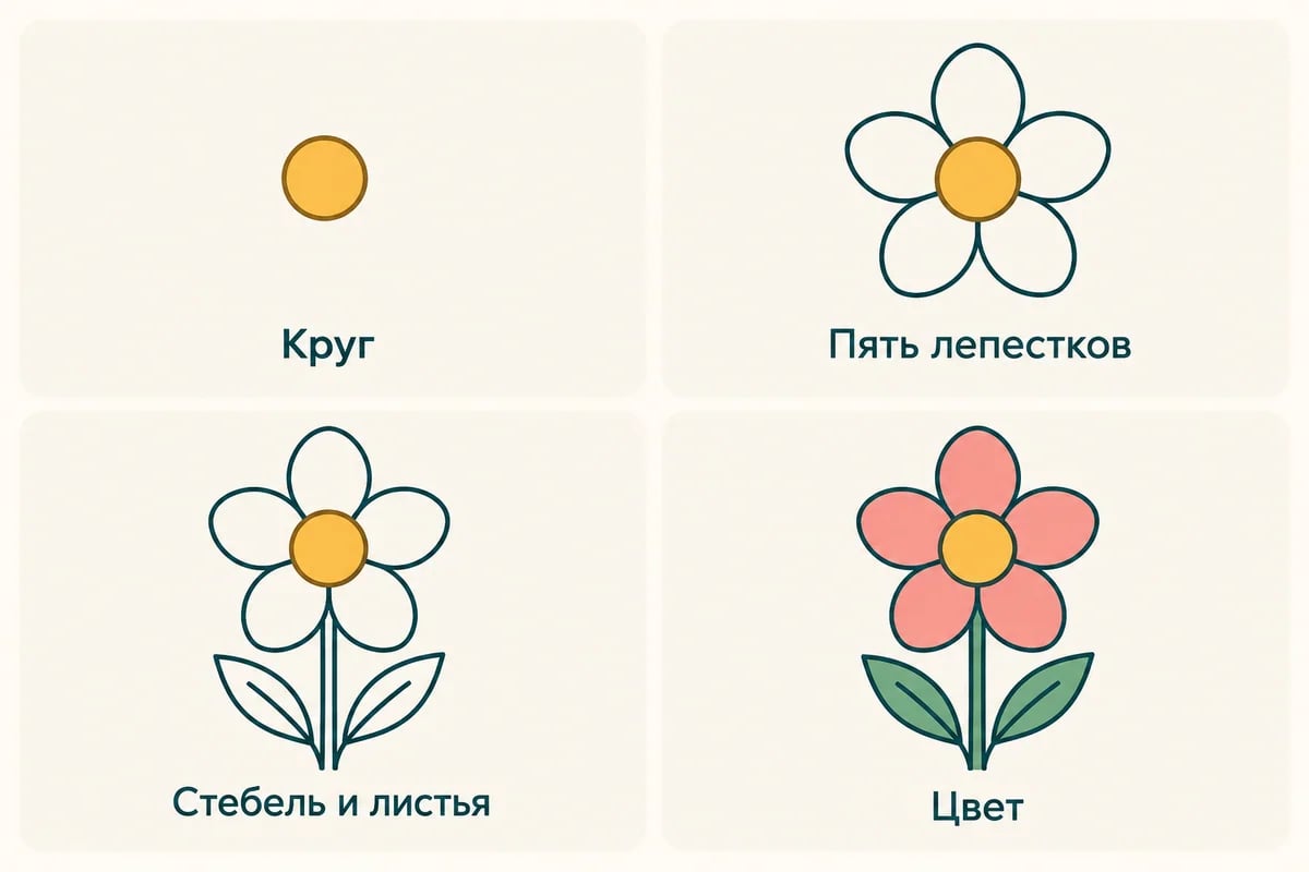 Последовательность рисунка цветка