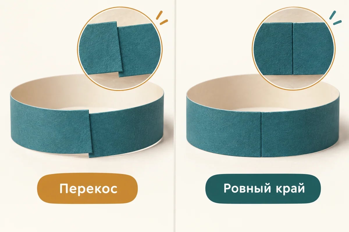 Неровный стык короны и выровненный нижний край