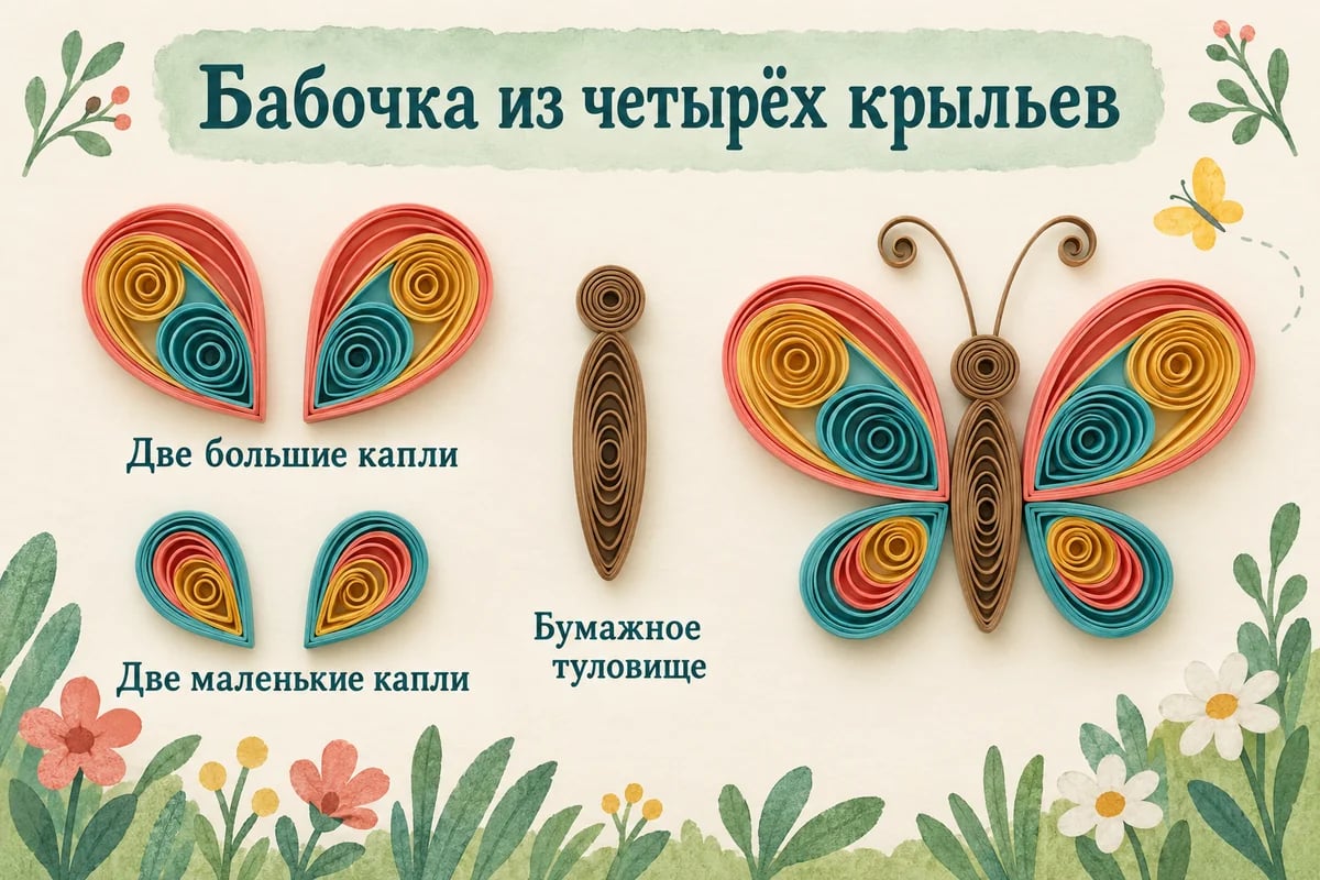 Бабочка из двух больших и двух меньших крыльев