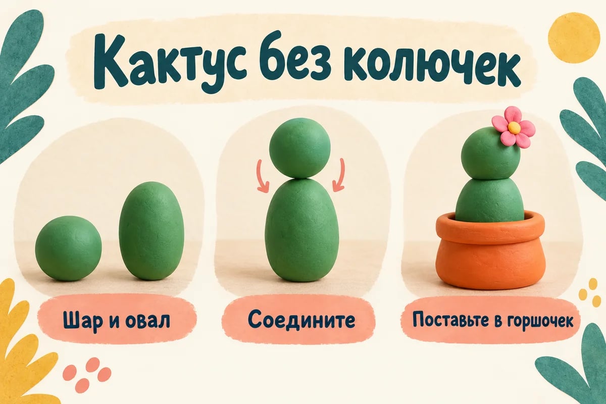 Кактус из крупных деталей на декоративной подставке