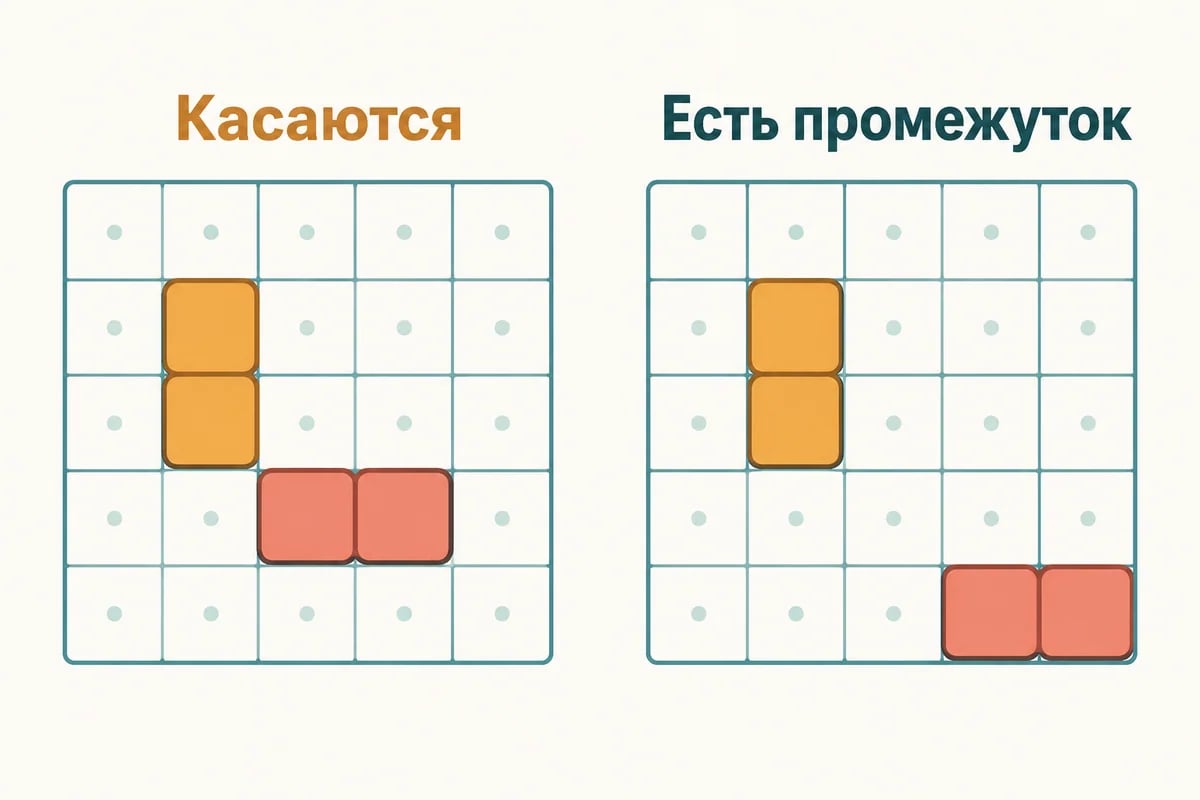 Касание кораблей и исправленная расстановка