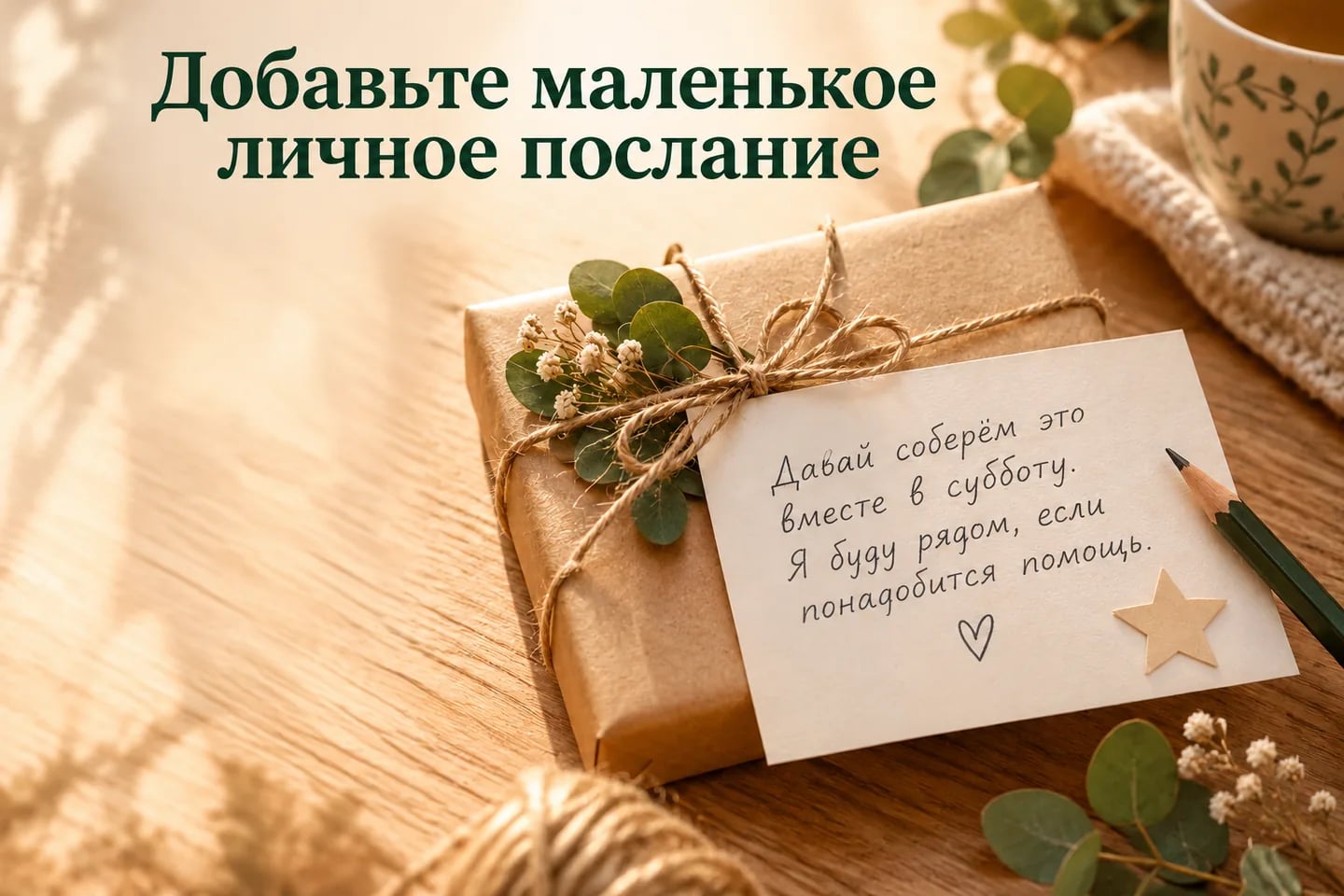 Небольшой подарок с личной запиской и предложением провести время вместе