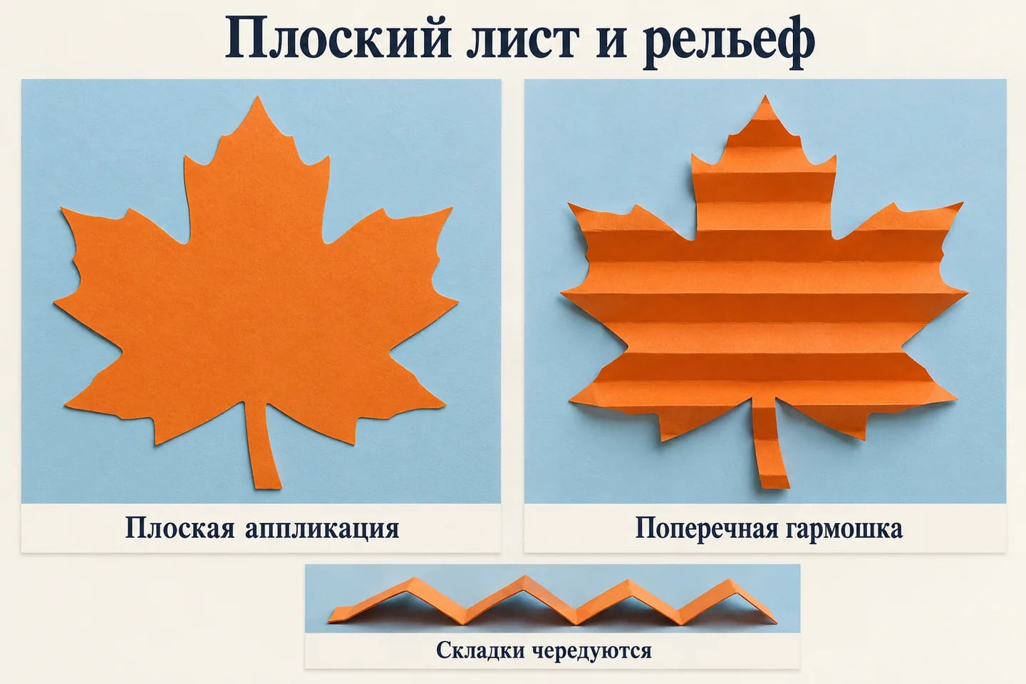 Цветовые сочетания бумажных кленовых листьев для осенней композиции