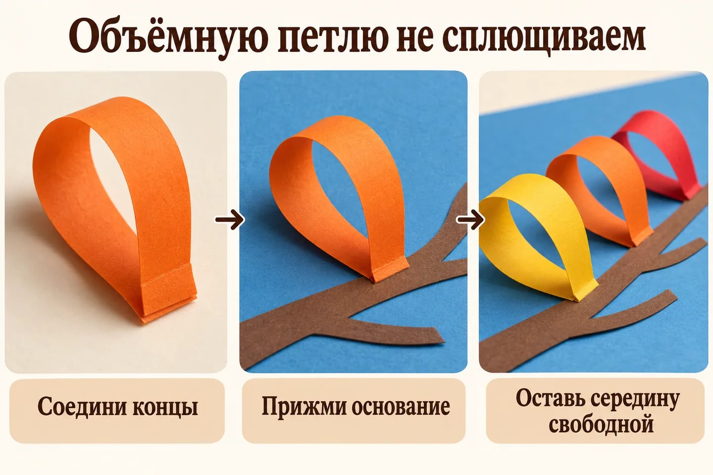 Основание бумажной петли и место нанесения клея