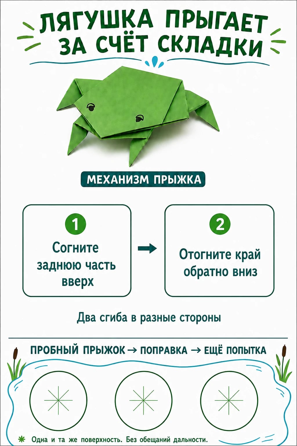 Карточка двух движений для задней складки лягушки и три круга для пробных приземлений