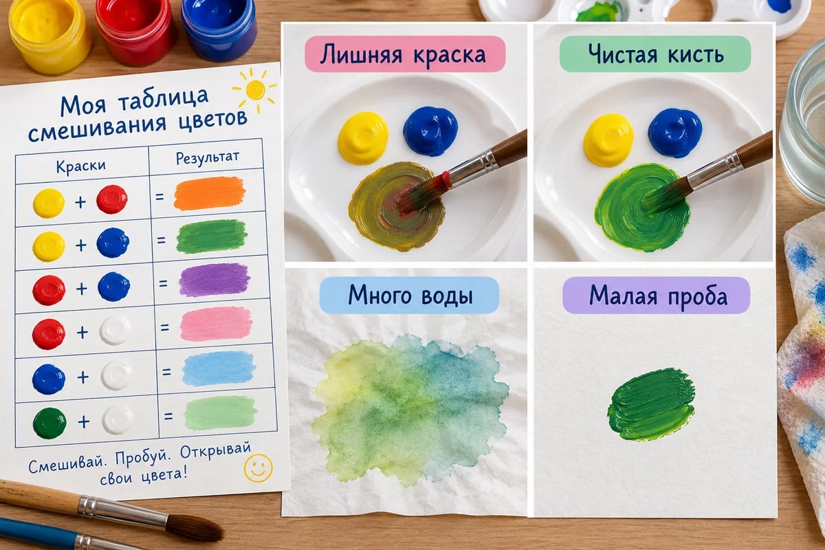 Чистая кисть и небольшое количество воды для новой смеси
