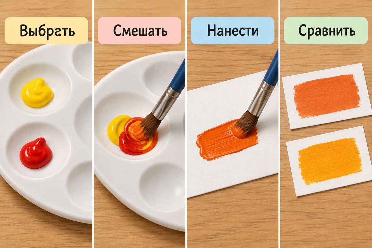 Последовательность маленькой пробы с двумя красками