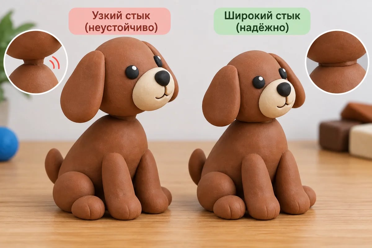 Точечное и широкое соединение головы