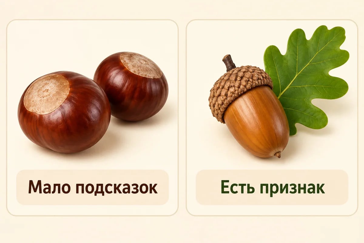 Как отличить недостаточную подсказку от ясного признака жёлудя