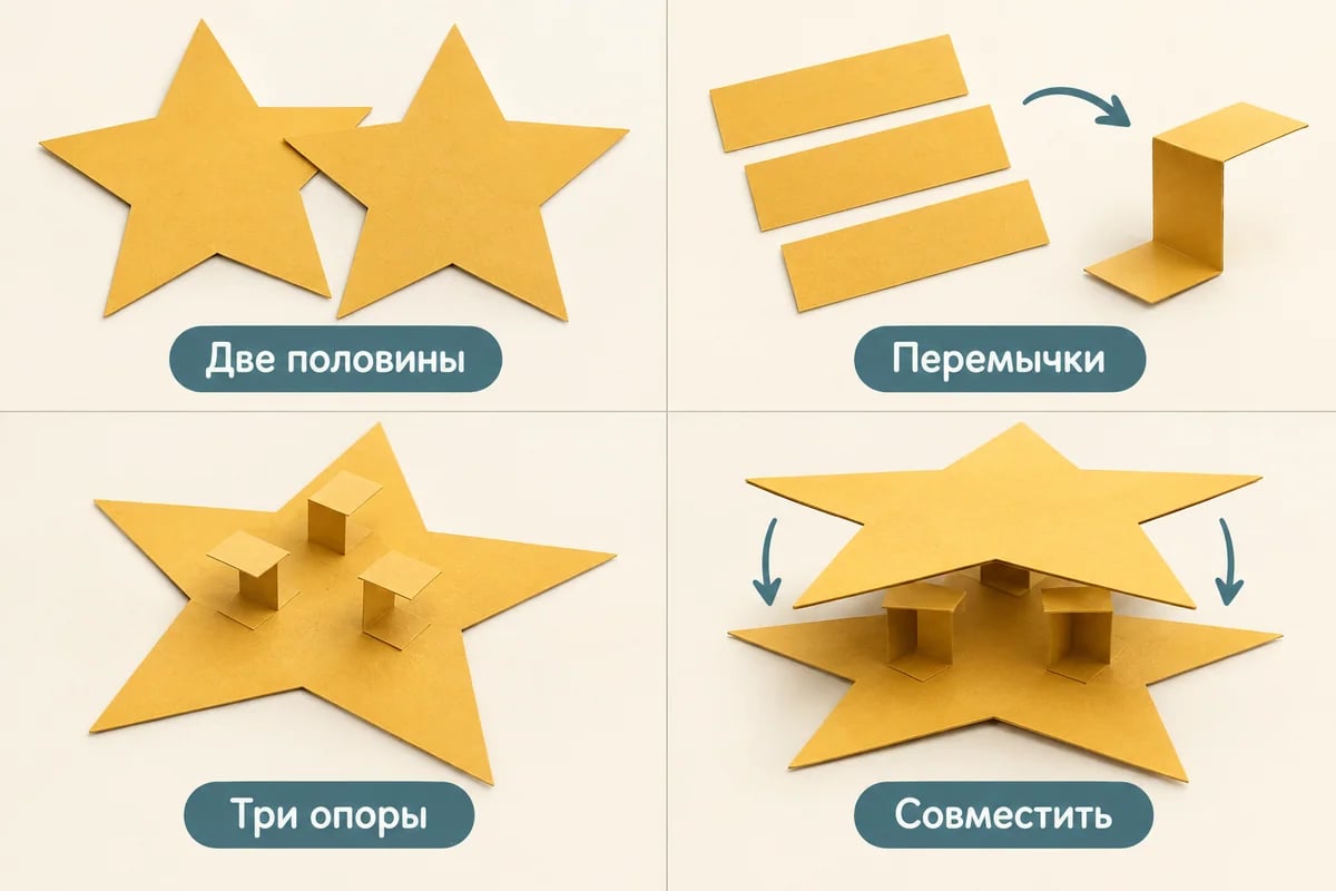Четыре этапа сборки двухслойной звезды