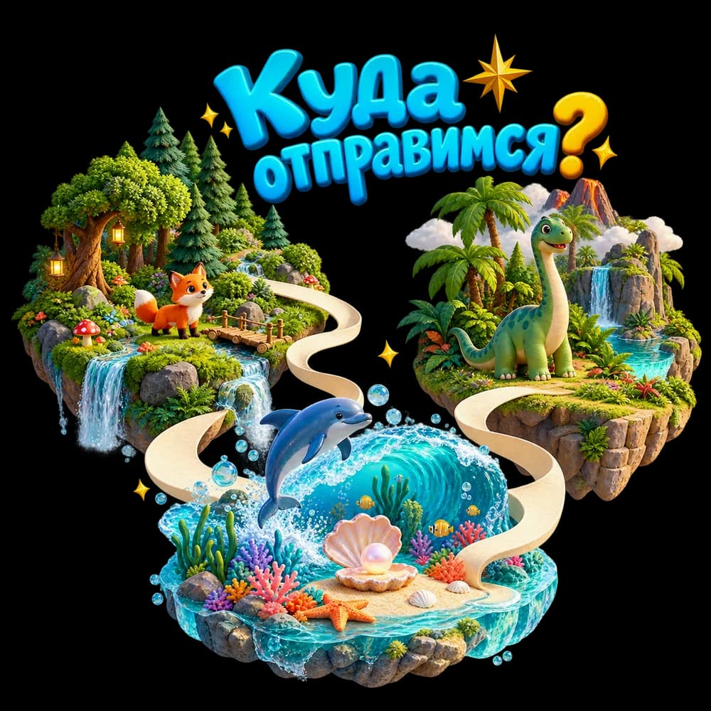 Куда отправимся? Лес, подводный мир и остров динозавров